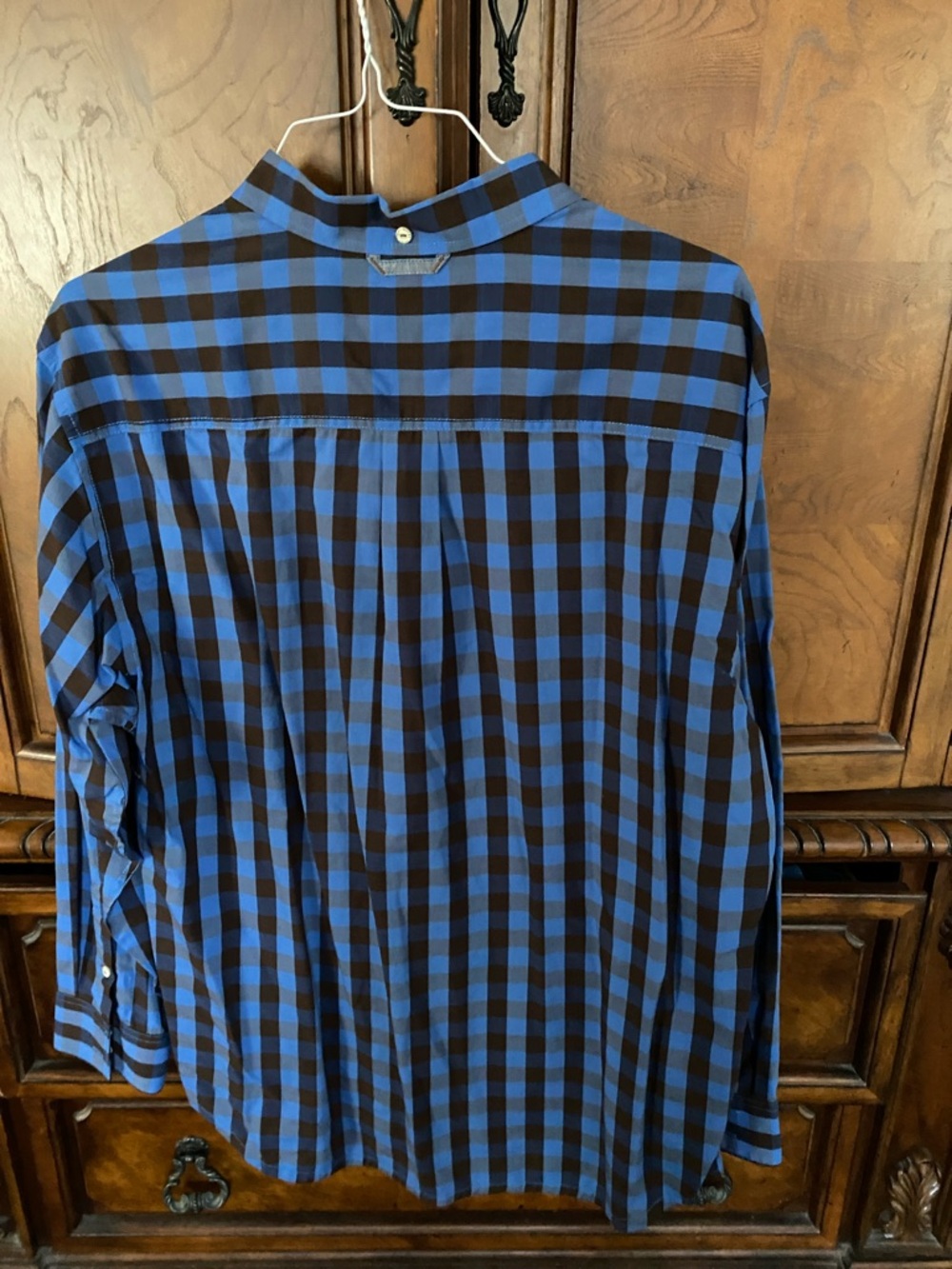 Tommy Bahama Blue and Brown Check Button-Down Shirt - Picture 5 of 6